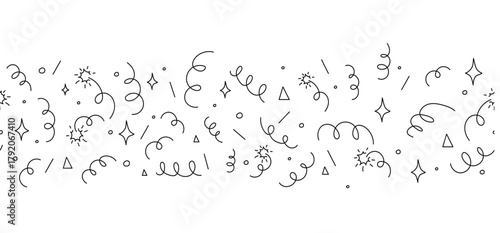 confetti border doodle drawing sketch burst with ribbon