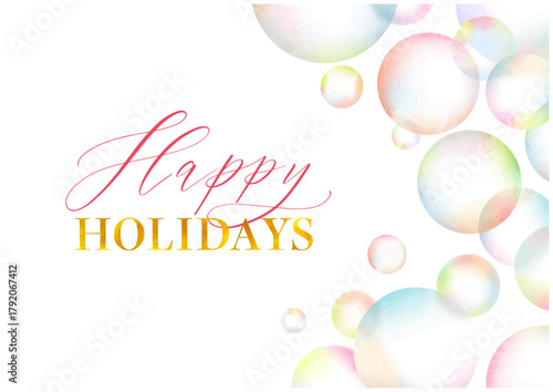 Holiday Card with Rainbow Bubbles