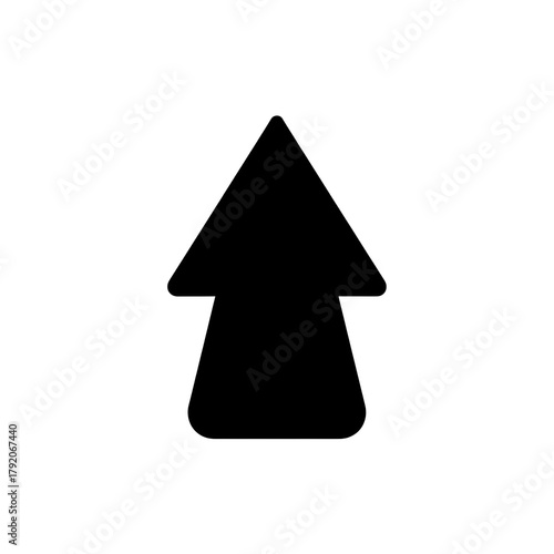 Simple black arrow pointing straight up isolated on transparent background