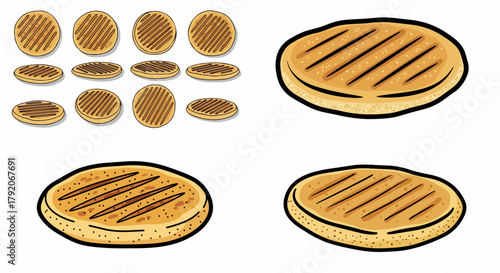 Round flatbreads and cookies food set