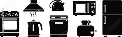 Kitchen appliance icons set for design, modern kitchen and interior projects