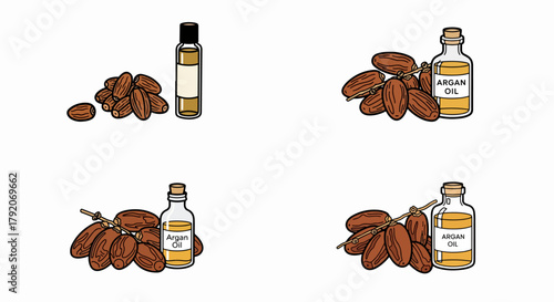 Argan oil and nuts arrangement for cosmetic products