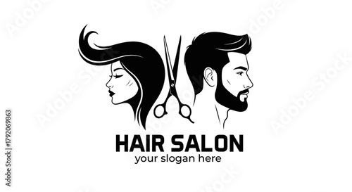 Male female hair salon vector illustration design