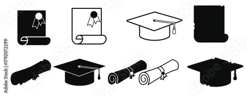Diploma icon set.