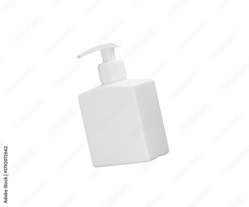 Obraz premium Minimalist white pump bottle for beauty or hygiene products.