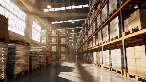 Wallpaper Mural Warehouse interior goods storage sunlight and shadows Torontodigital.ca