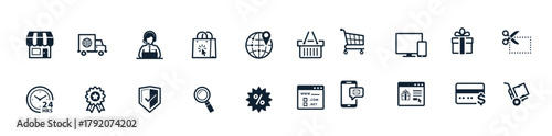 e commerce and online shopping icons with white background