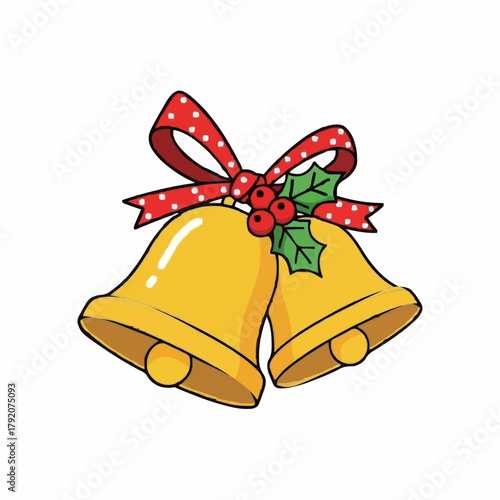 christmas bells with red ribbon