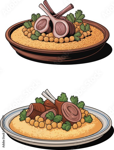 a plate of couscous, a Maghrebi cuisine staple dish