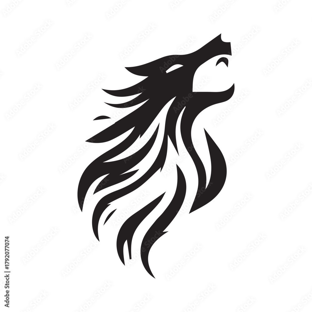 Fototapeta premium minimalist wolf logo on white background