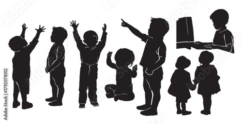 happy children silhouette