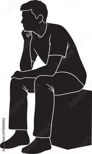 Man sitting in contemplation silhouette
