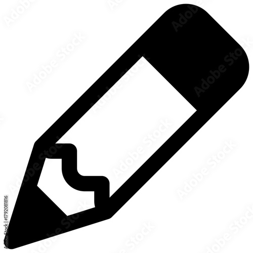 Pencil. Outlined stroke vector icon with black-filled details.