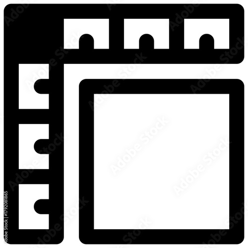 Rulers. Outlined stroke vector icon with black-filled details.