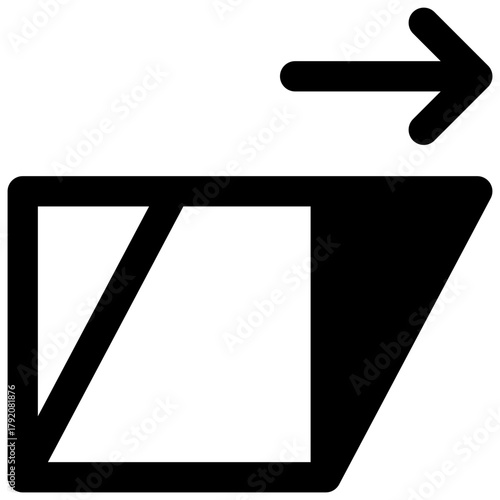 Shear. Outlined stroke vector icon with black-filled details.