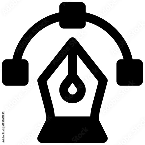 Vector editing. Outlined stroke vector icon with black-filled details.