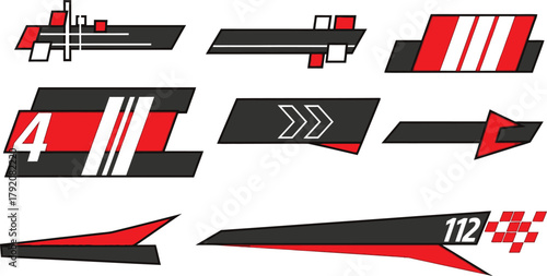 Dynamic racing graphic elements for speed, motion, and high-performance design