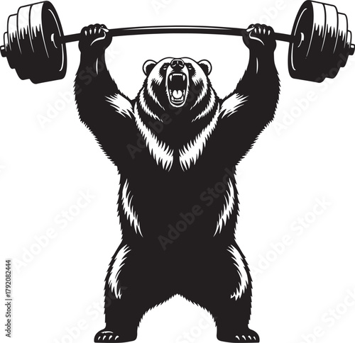 Strong bear lifting heavy weights silhouette