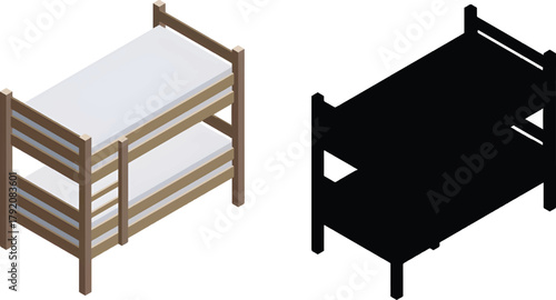 The image presents a comparison of two bunk bed styles. Both depict the same bunk bed design, but with contrasting aesthetics