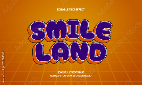 smile land editable cartoon kids text effect for playful poster