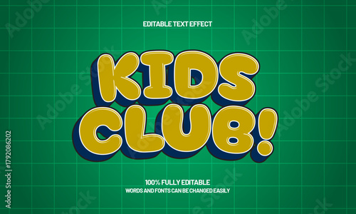 kids club editable cartoon kids text effect for playful poster
