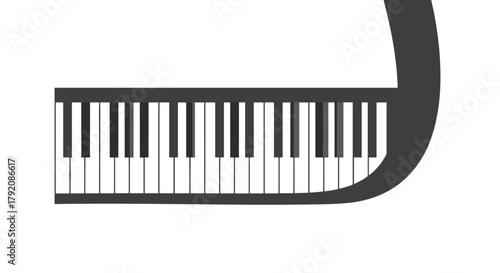 Piano Keyboard Music Note Vector Logo: Abstract Instrument Icon for Music School, Concert, Sound Studio, Musical Arts, Education, Melody, and Entertainment Branding