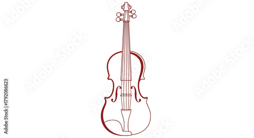 Elegant Line Art Violin Vector Icon: Classic String Instrument Symbol for Music School, Orchestra, Concert, Sound Studio, Musical Arts, and Cultural Event Branding