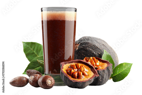 Wholesome baobab juice drink isolated on transparent background