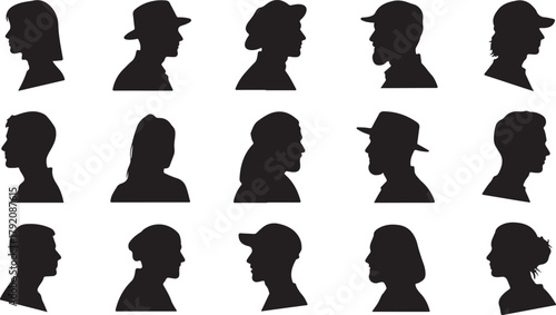 Diverse Silhouettes of People in Profile: A Collection of Faces