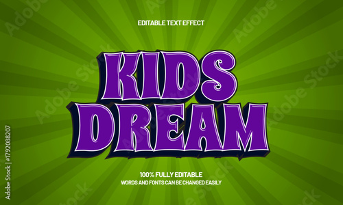 kids dream editable cartoon kids text effect for playful poster