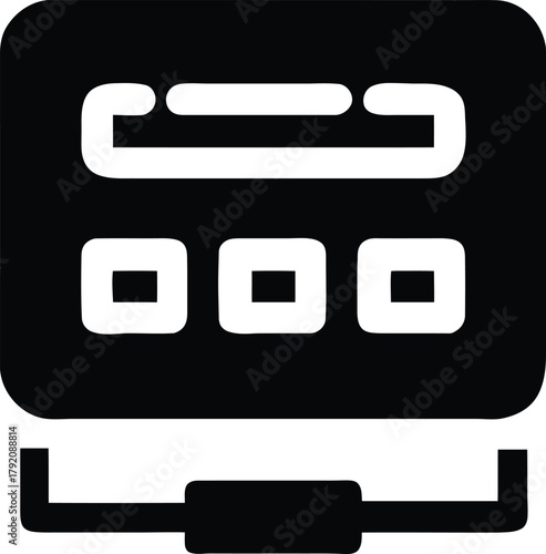 Computer server rack mainframe unit with network connection icon illustration
