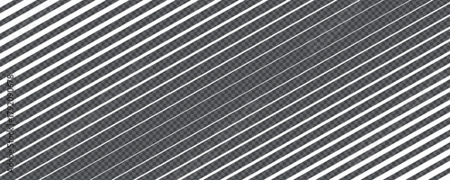 Diagonal stripe and line gradation with gradient transition lattice vector pattern. Transparent bg texture forms simple monochrome geometry with balanced fade rhythm.