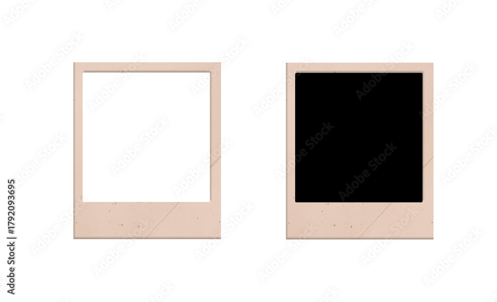 Fototapeta premium Empty Polaroid photo frame isolated on a transparent background, Retro empty photo frame isolated on white background,