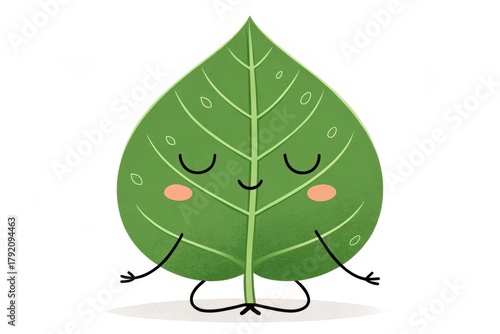 Cute Cartoon Leaf Meditating in a Peaceful Yoga Pose