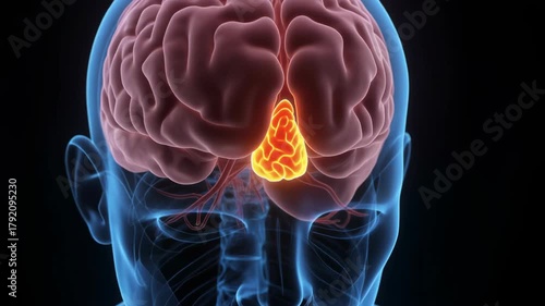 Close-up 3D Animation of the Human Pineal Gland within the Brain