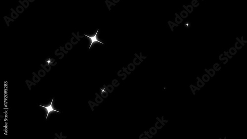 Sparkling stars shine blinking animation on black background. 4K alpha channel twinkling starry night sky retro twinkling stars animation