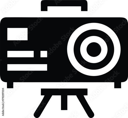 Iconic video projector on a stand, broadcasting modern presentation visuals