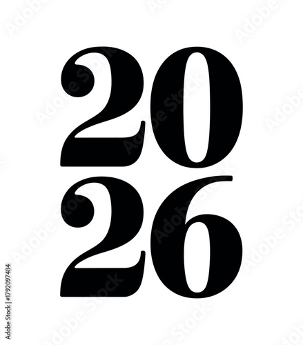 The year 2026 is depicted in bold, stylized numbers against a white background.
