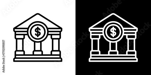 Bankicon Set. Clean Line Design With Light And Dark Versions For Versatile Use.