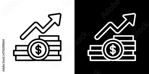 Profiticon Set. Clean Line Design With Light And Dark Versions For Versatile Use.