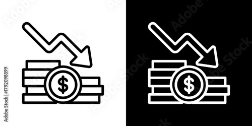 Recessionicon Set. Clean Line Design With Light And Dark Versions For Versatile Use.