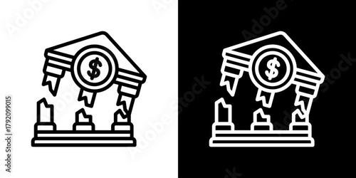 Bankruptcyicon Set. Clean Line Design With Light And Dark Versions For Versatile Use.