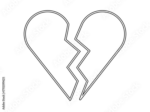 Broken Heart Emoji line art design