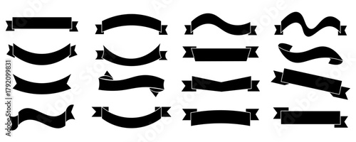 Black ribbon banners set. Vector illustration for advertising luxury style. vector