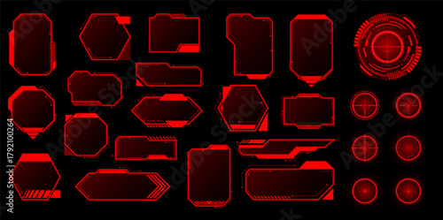 Dynamic red hud elements designed for an action-packed gaming experience with futuristic style