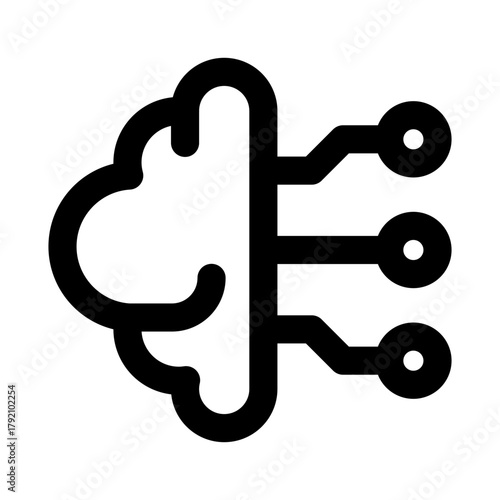 Machine Learning Intelligence Professional Line Icon. Modern vector illustration representing artificial intelligence, neural networks, and smart brain technology.