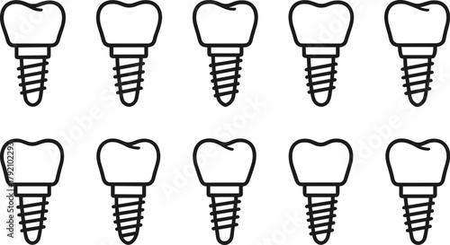 Dental health and tooth care icons set. Healthy teeth, cavity, protection, prevention, dentistry. Outline vector illustrations