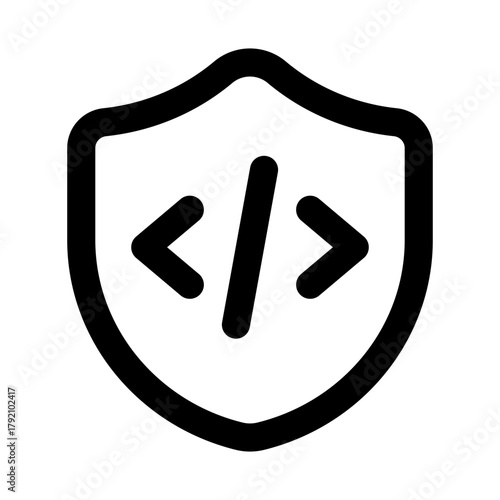 Secured Development Professional Line Icon Set. Modern vector illustrations representing secure coding, protected software, and safe application development.