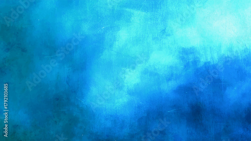 Vibrant Blue & Aqua Abstract Watercolor Texture Background with Cloud-Like Washes, Central Glow. Deep Ocean, Tropical Water, or Dreamy Sky Aesthetic Backdrop.