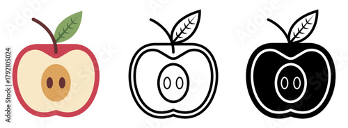 Minimal red apple flat vector illustration